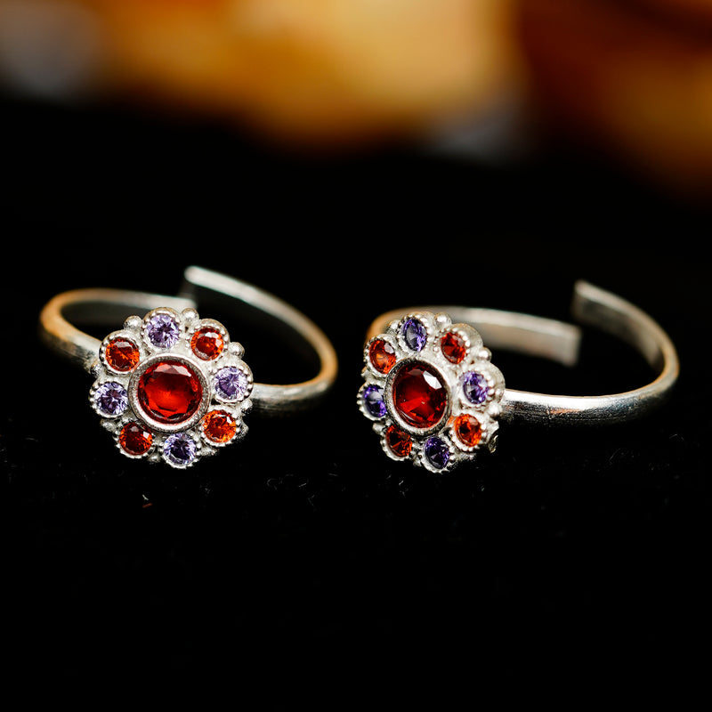 Bichiya Diamond Silver Plated Toe Ring Set