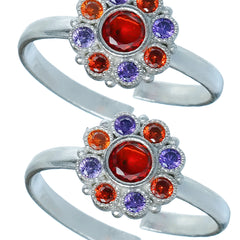 Bichiya Diamond Silver Plated Toe Ring Set