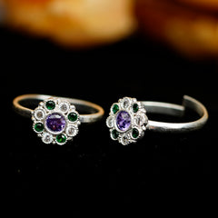 Bichiya Diamond Silver Plated Toe Ring Set