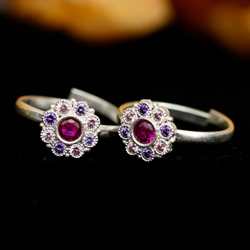 Bichiya Diamond Silver Plated Toe Ring Set