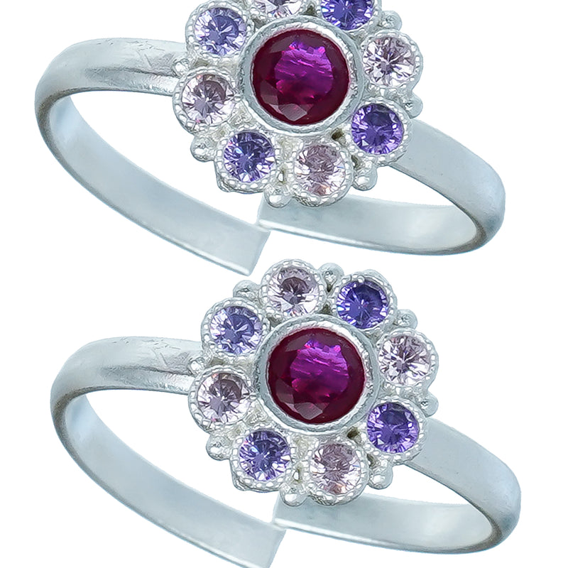 Bichiya Diamond Silver Plated Toe Ring Set