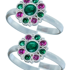 Bichiya Diamond Silver Plated Toe Ring Set