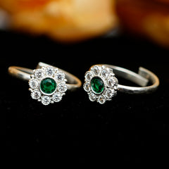 Bichiya Diamond Silver Plated Toe Ring Set