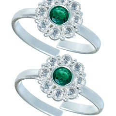 Bichiya Diamond Silver Plated Toe Ring Set