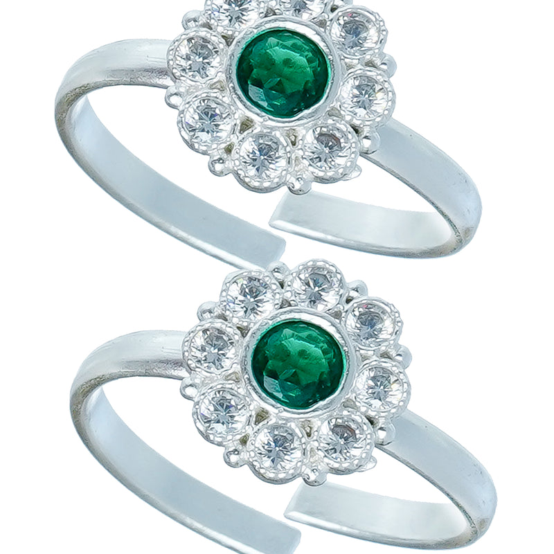 Bichiya Diamond Silver Plated Toe Ring Set