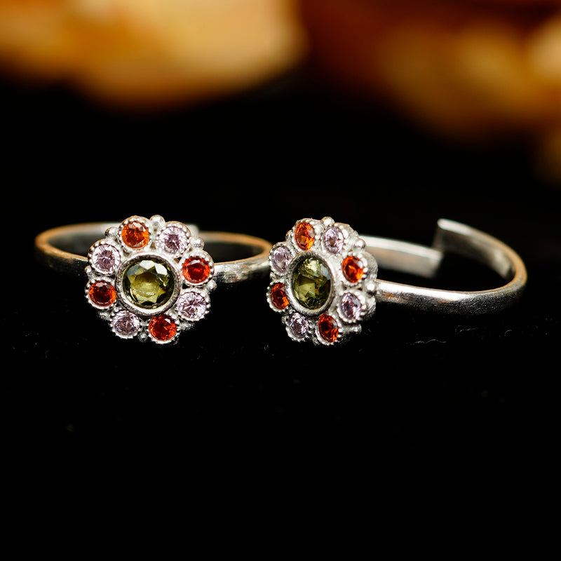 Bichiya Diamond Silver Plated Toe Ring Set