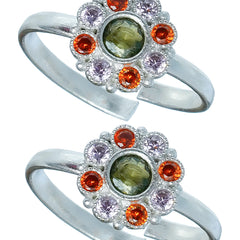 Bichiya Diamond Silver Plated Toe Ring Set