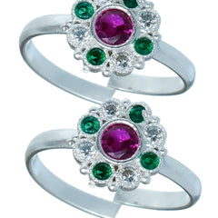 Bichiya Diamond Silver Plated Toe Ring Set