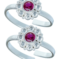 Bichiya Diamond Silver Plated Toe Ring Set