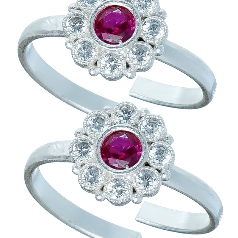 Bichiya Diamond Silver Plated Toe Ring Set