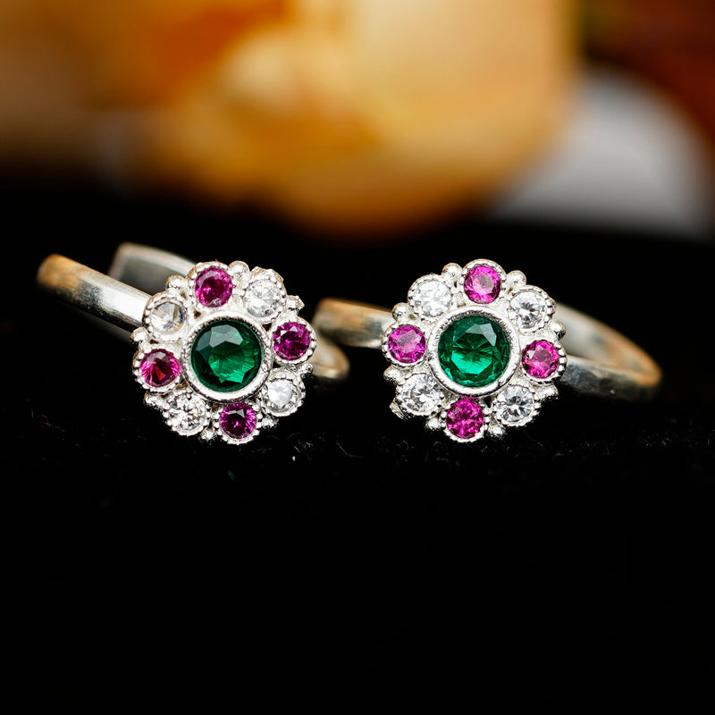 Bichiya Diamond Silver Plated Toe Ring Set