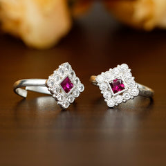 Bichiya Diamond Silver Plated Toe Ring Set