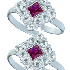 Bichiya Diamond Silver Plated Toe Ring Set