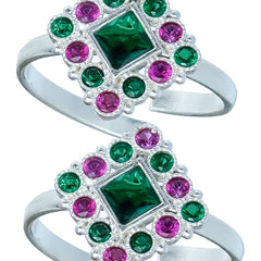 Bichiya Diamond Silver Plated Toe Ring Set