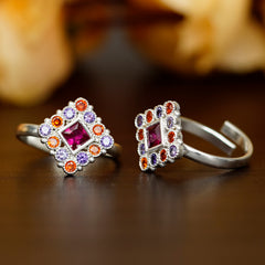 Bichiya Diamond Silver Plated Toe Ring Set