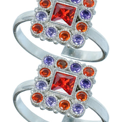 Bichiya Diamond Silver Plated Toe Ring Set