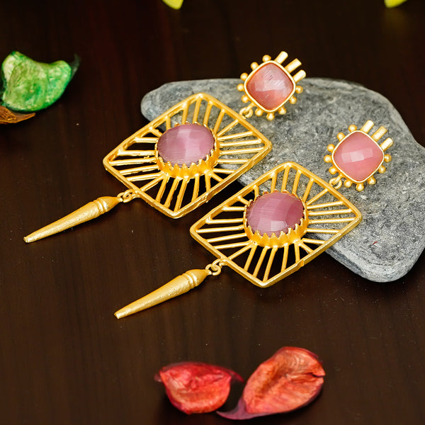 Pink danglers drops Earrings