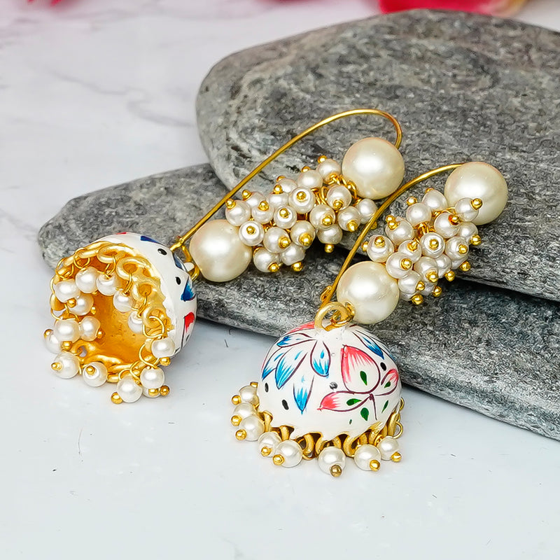 Pearl Brass Plug Earring