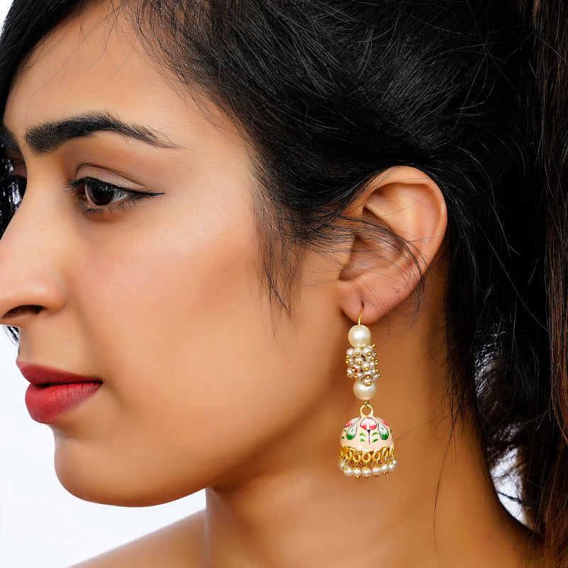 Pearl Brass Plug Earring