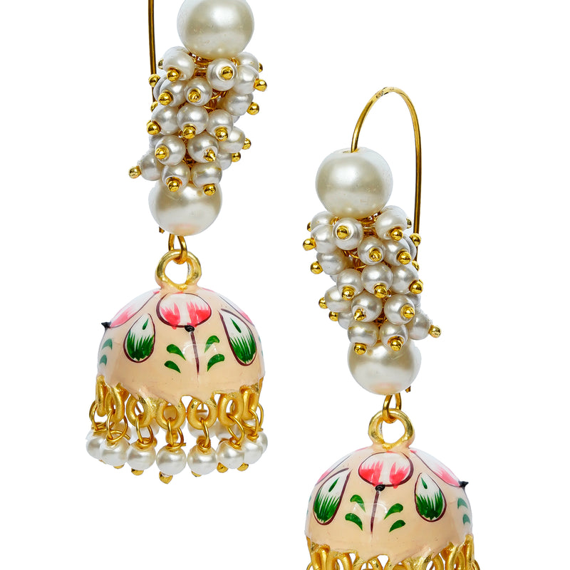 Pearl Brass Plug Earring