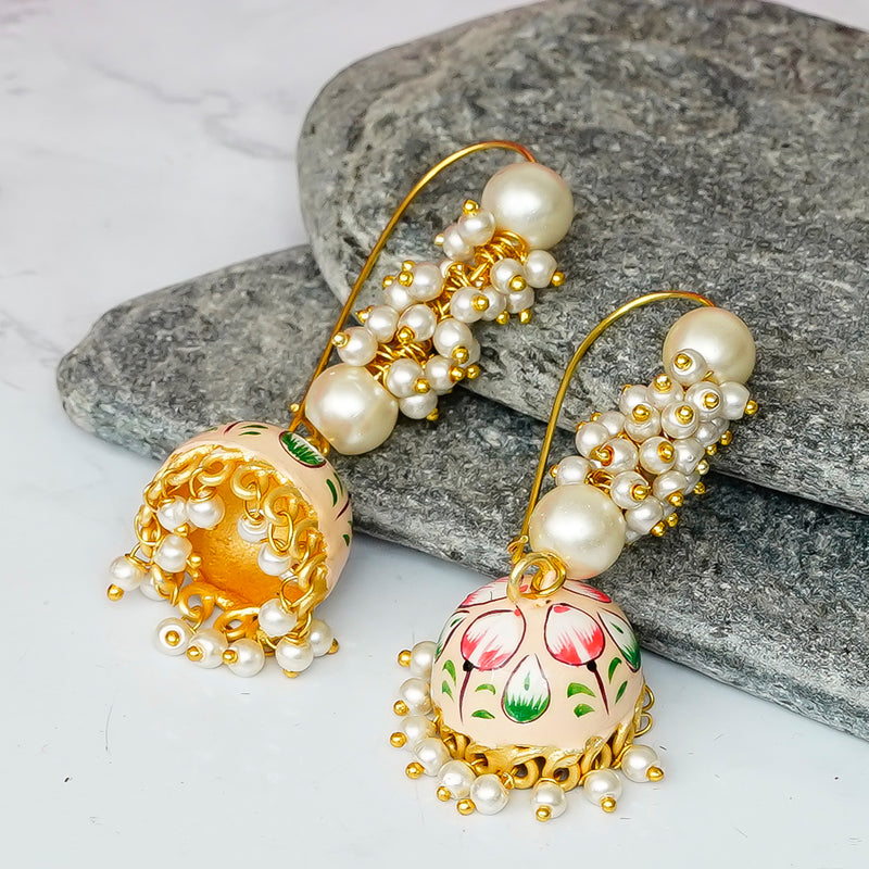 Pearl Brass Plug Earring
