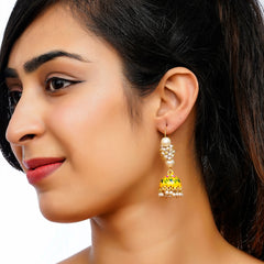 Pearl Brass Plug Earring