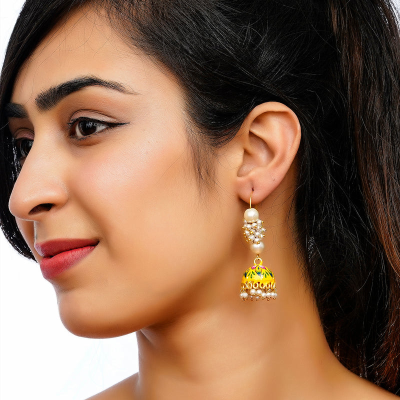 Pearl Brass Plug Earring