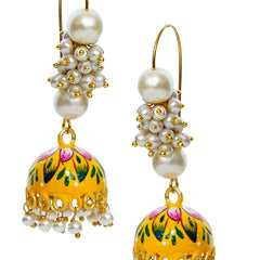 Pearl Brass Plug Earring