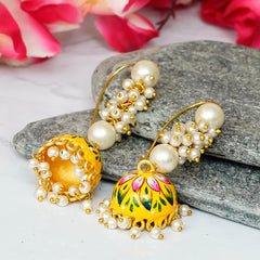 Pearl Brass Plug Earring