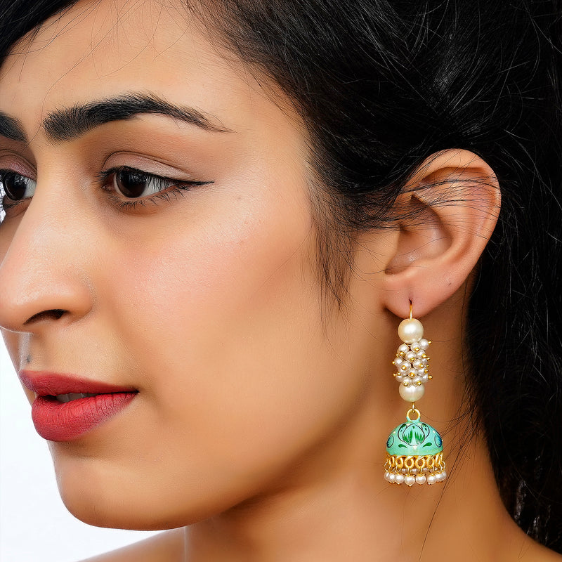 Pearl Brass Plug Earring