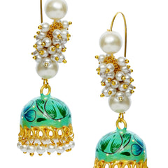 Pearl Brass Plug Earring