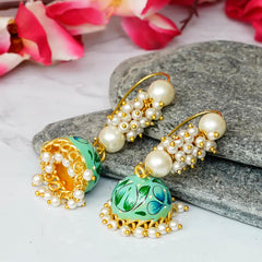 Pearl Brass Plug Earring