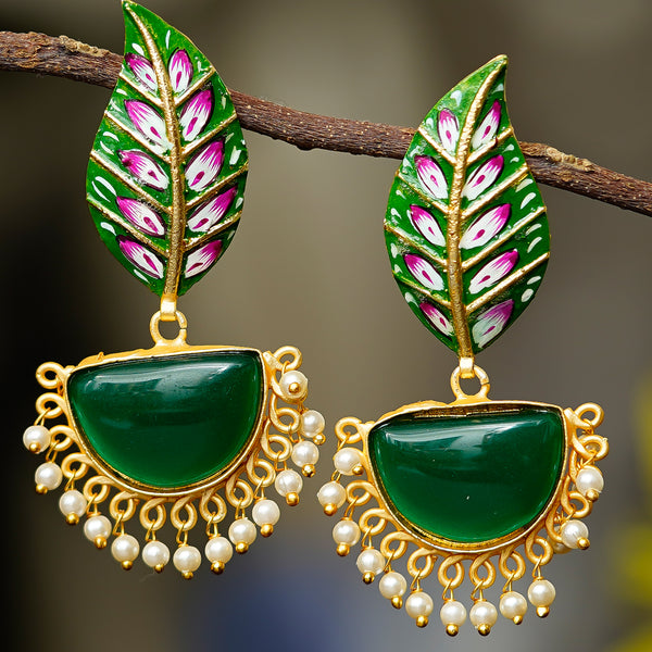 Traditional Meenakari Earrings Brass Jhumki Earring