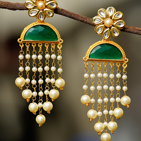 Traditional Women Brass Metal green Latkan Jhumka Earrings