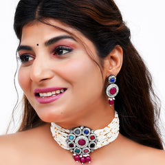 Black Silver Multicolor Jewel Set  (Pack of 1)