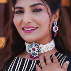 Black Silver Multicolor Jewel Set  (Pack of 1)