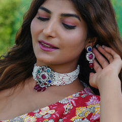 Black Silver Multicolor Jewel Set  (Pack of 1)