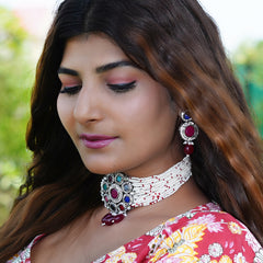 Black Silver Multicolor Jewel Set  (Pack of 1)