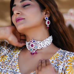 Black Silver Multicolor Jewel Set  (Pack of 1)