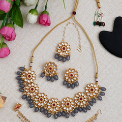 Brass Grey Jewellery Set