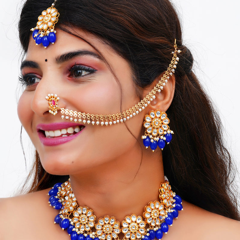 Brass Gold-plated Blue Jewellery Set