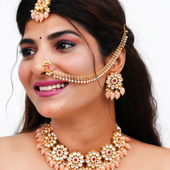 Brass Gold-plated Beige Jewellery Set