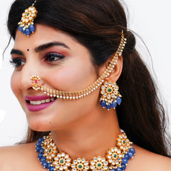 Brass Gold-plated Blue Jewellery Set