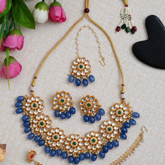 Brass Gold-plated Blue Jewellery Set