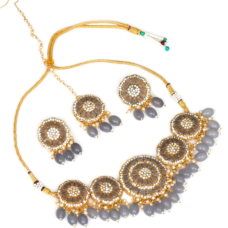 Alloy Gold-plated Grey Jewel Set  (Pack of 4)