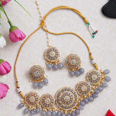 Alloy Gold-plated Grey Jewel Set  (Pack of 4)