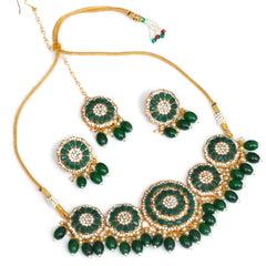 Brass Gold-plated Green Jewel Set  (Pack of 4)