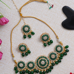 Brass Gold-plated Green Jewel Set  (Pack of 4)