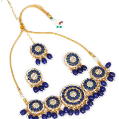 Alloy Gold-plated Blue Jewel Set  (Pack of 4)