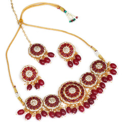 Alloy Gold-plated Maroon Jewel Set  (Pack of 4)